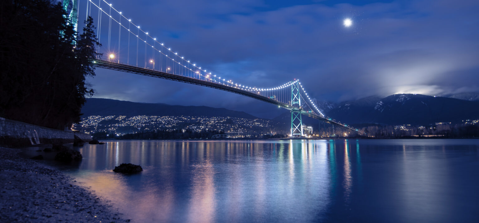 Golden Gate Bridge at night -full moon